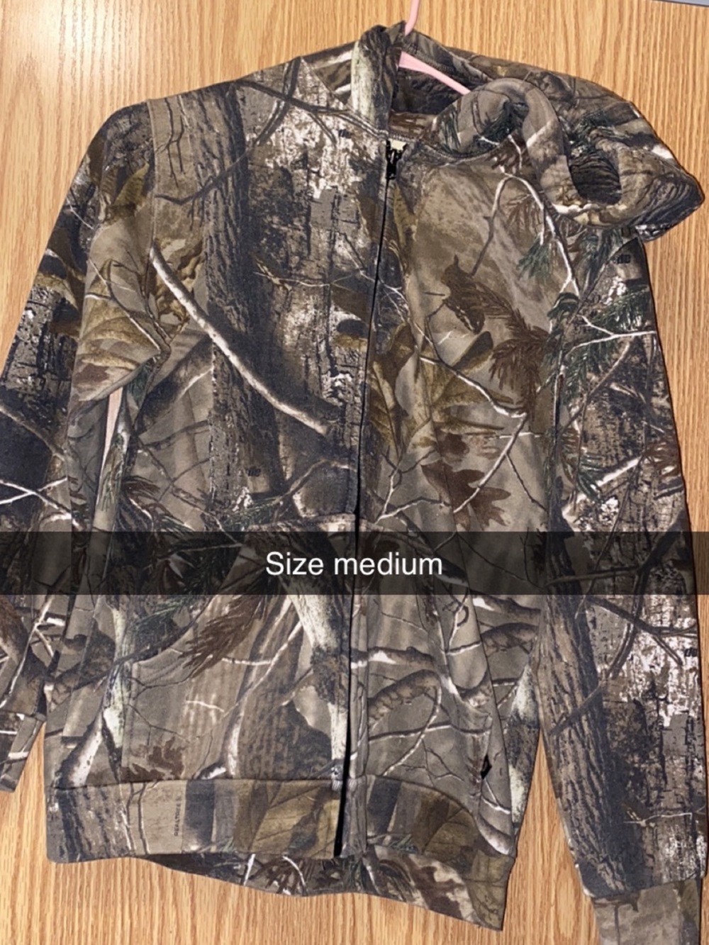 Camouflage Zip-Up Hoodie Jacket - Medium - Green/Brown Camo